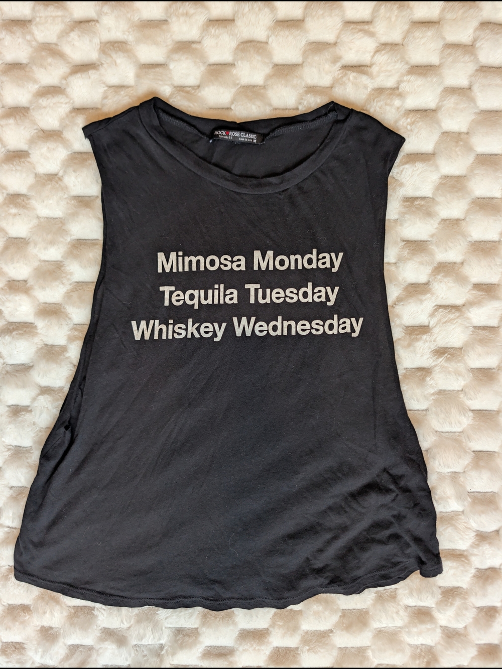 Rock & Rose Classic Mimosa Monday Graphic Muscle Tank Top Size Medium